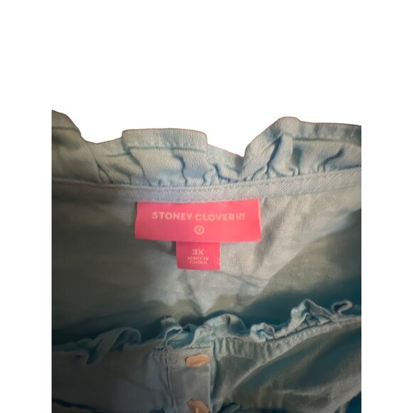 STONEY CLOVER LANE x TARGET BLUE LINEN RUFFLE DRESS SIZE 3X - Picture 6 of 7